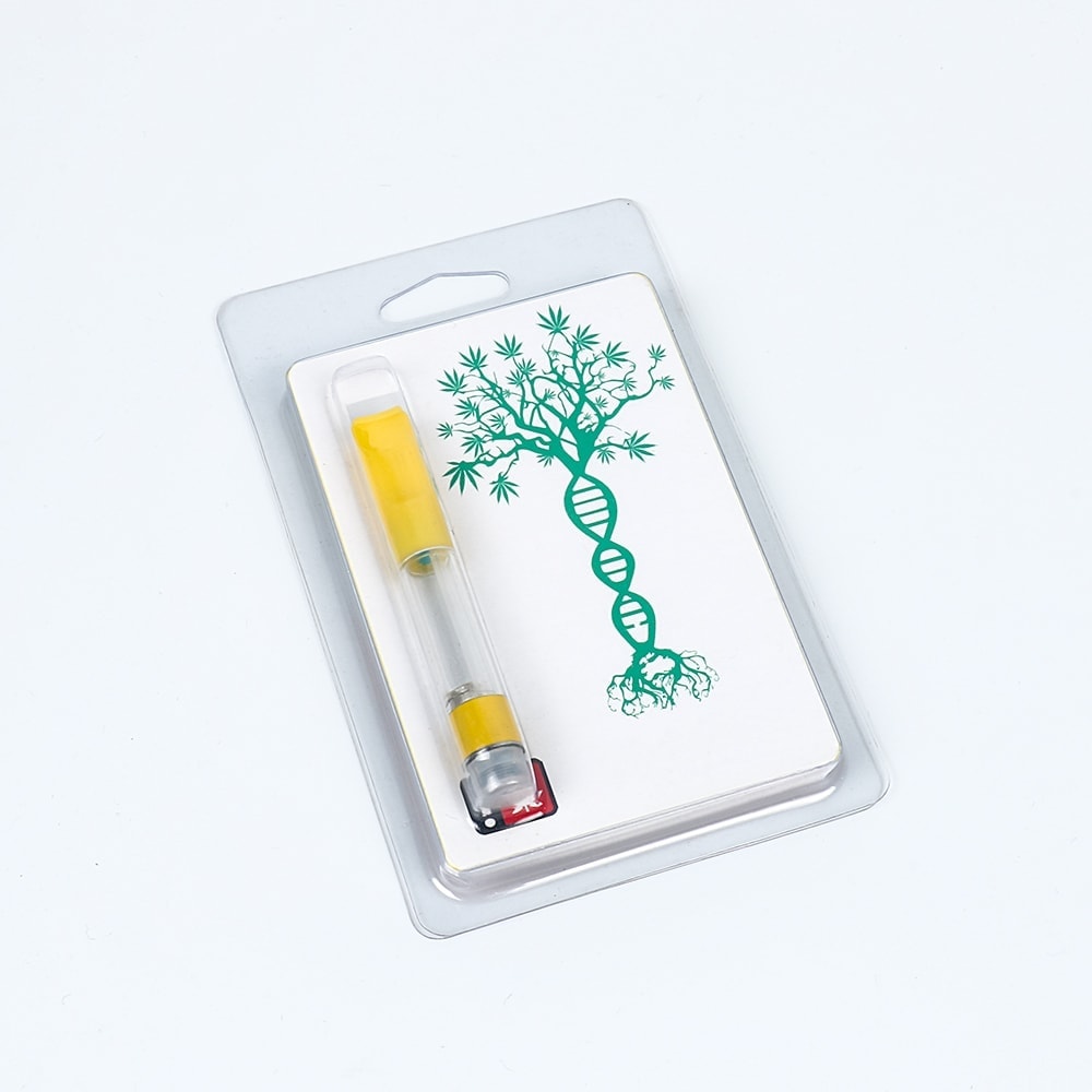 CBD cartridge blister packaging with custom printed paper insert by Marijuana Packaging Solution
