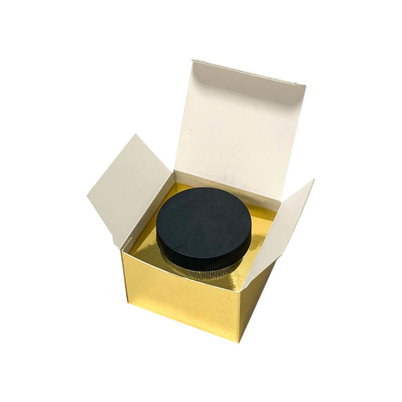 gold foil paper box for straight sided glass jars packaging