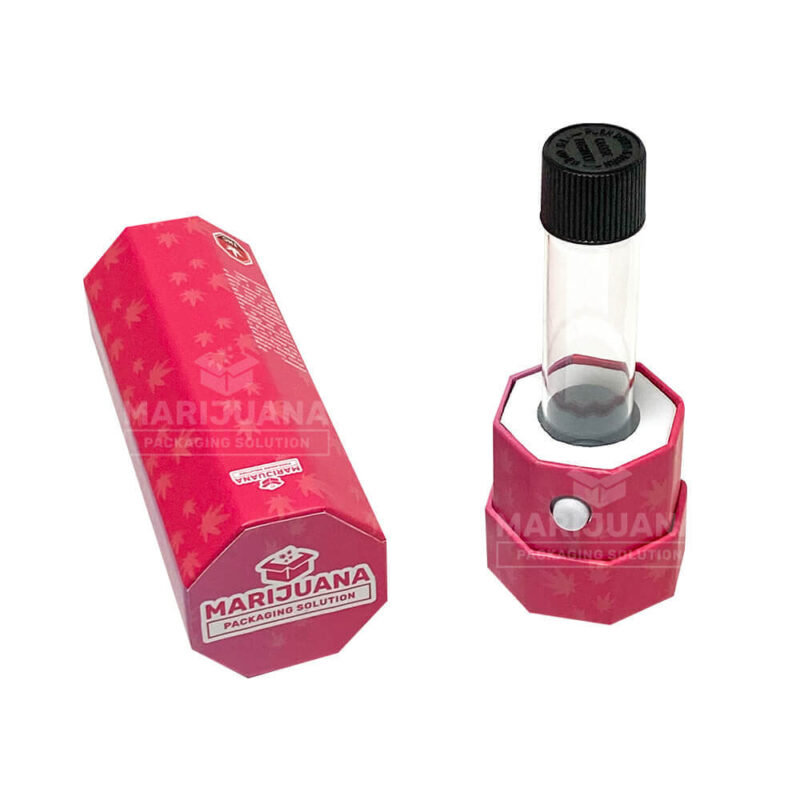 child-resistant octagon box for glass pre-roll tubes packaging