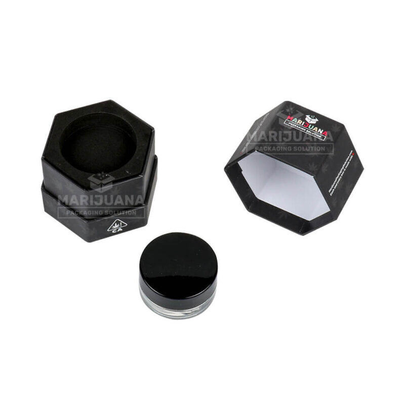 all-black custom concentrate packaging box hexagon