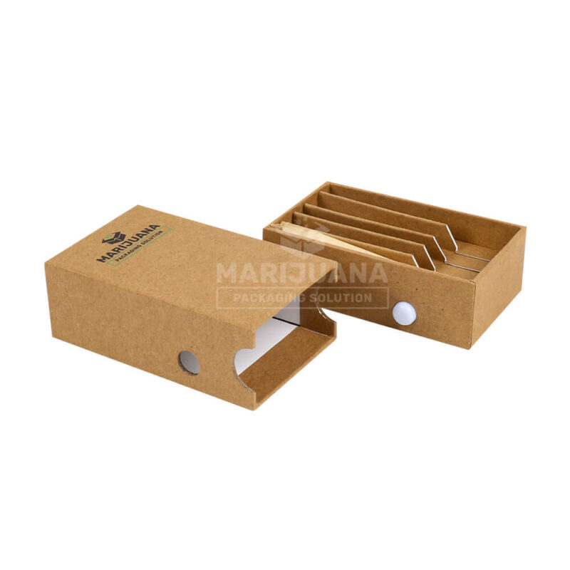 child-resistant sliding box packaging for pre roll