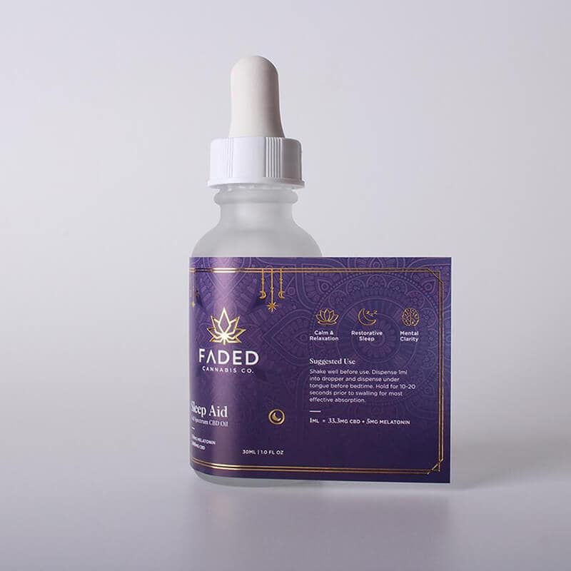 a custom packaging cannabis lable applied on a CBD tincture bottle