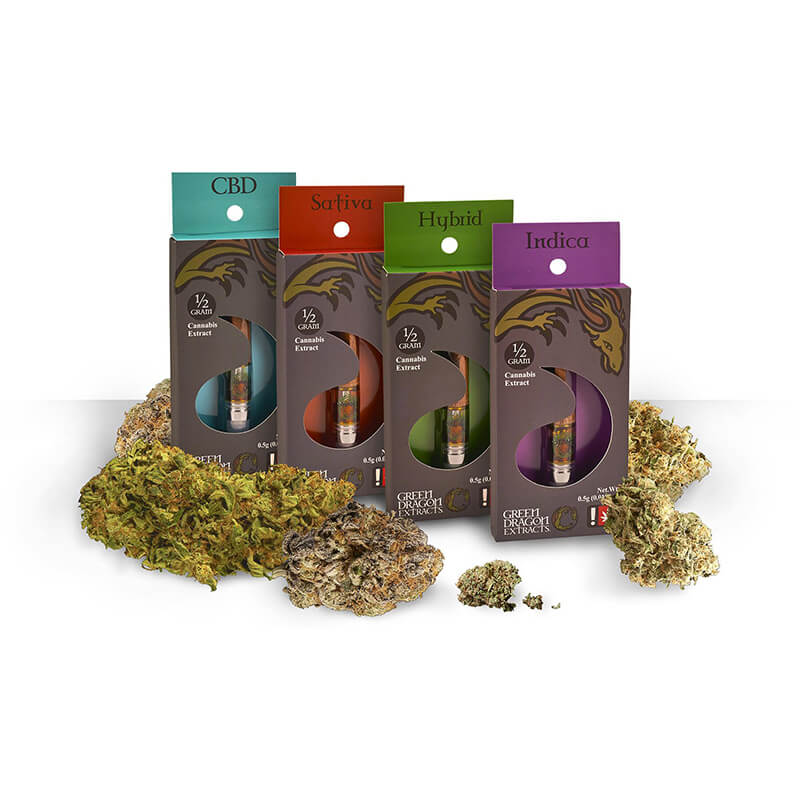 four pieces of cannabis extract packaging folding carton with die-cut window