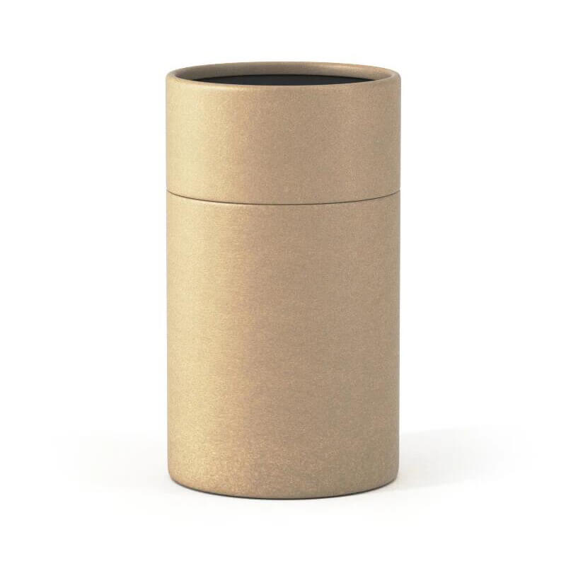 a blank kraft paper tube displaying a tube style: short cap with tall base