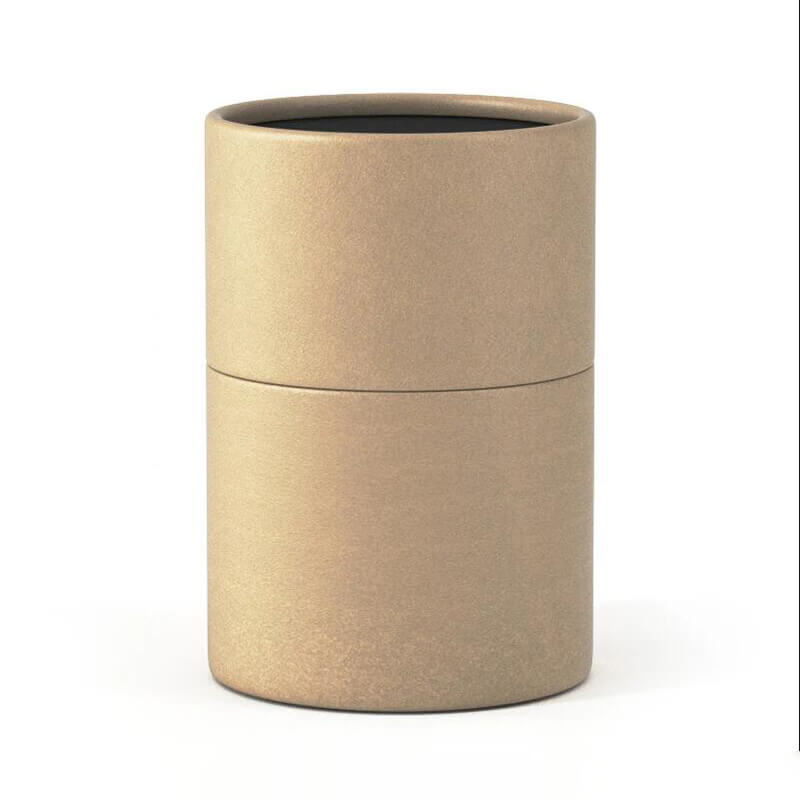 a blank kraft paper tube displaying a tube style: equal height cap and base