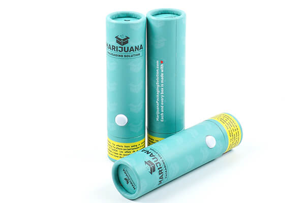 three pieces of child-resistant paper tubes with printing