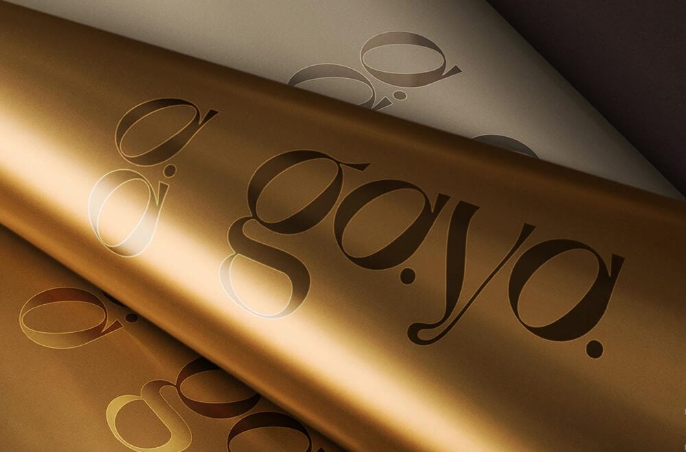 metallic paper with logo printing on it