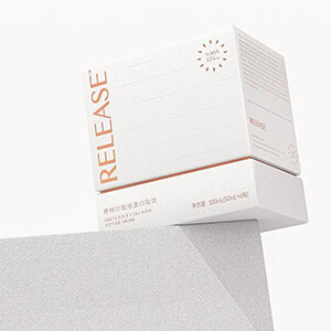 a nicely designed box made of white kraft paper