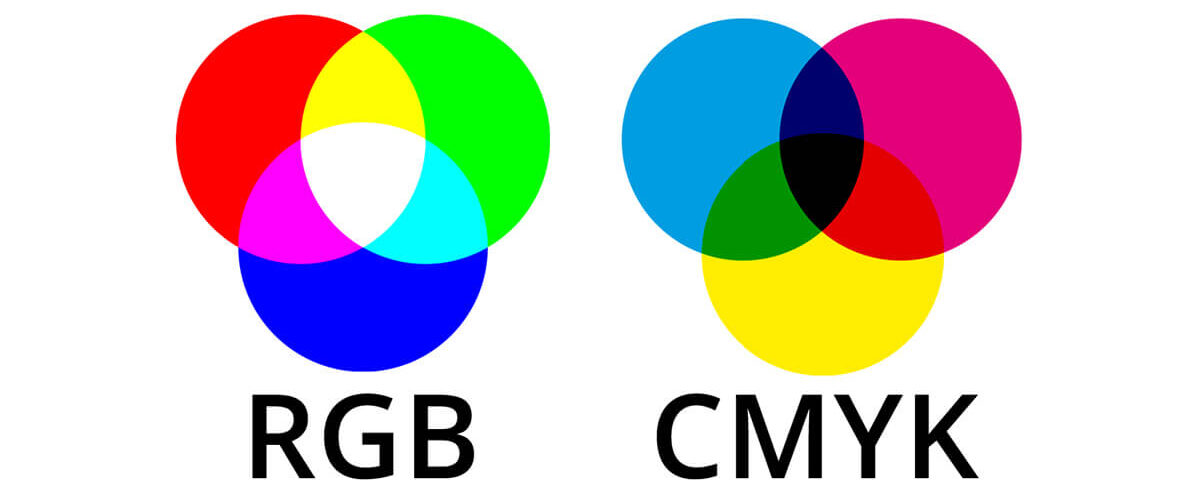RGB and CMYK color models visual comparison for printing and design