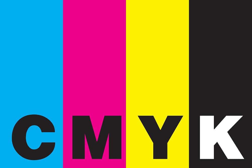 CMYK color model showing cyan, magenta, yellow, and black channels
