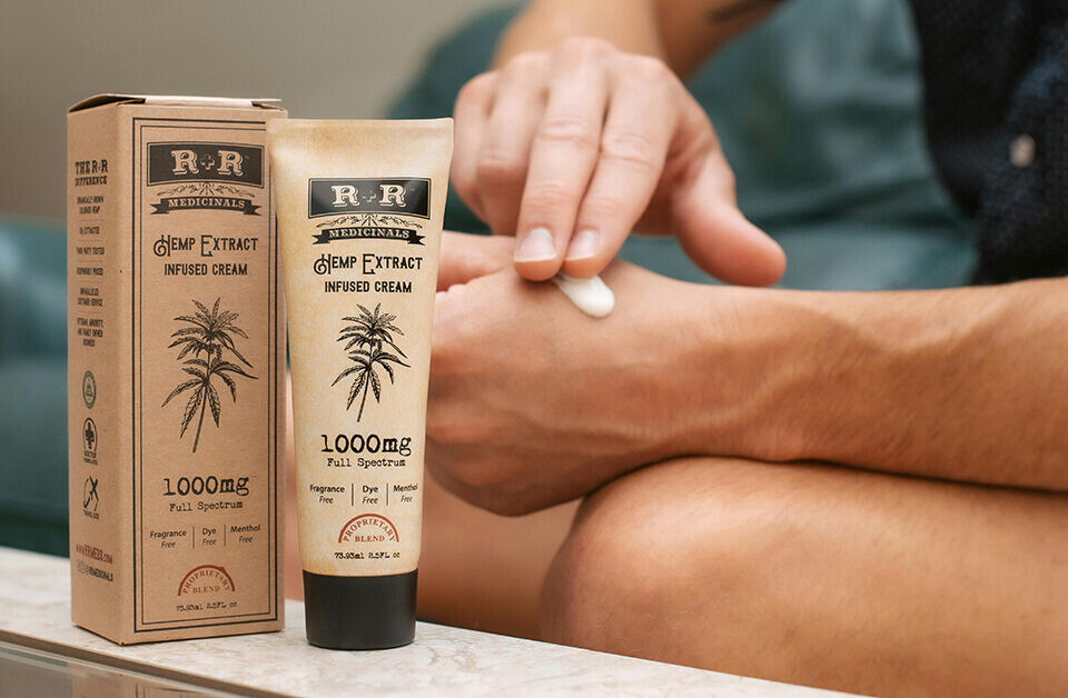 Hemp extract infused cream with eco-friendly custom packaging as secondary packaging