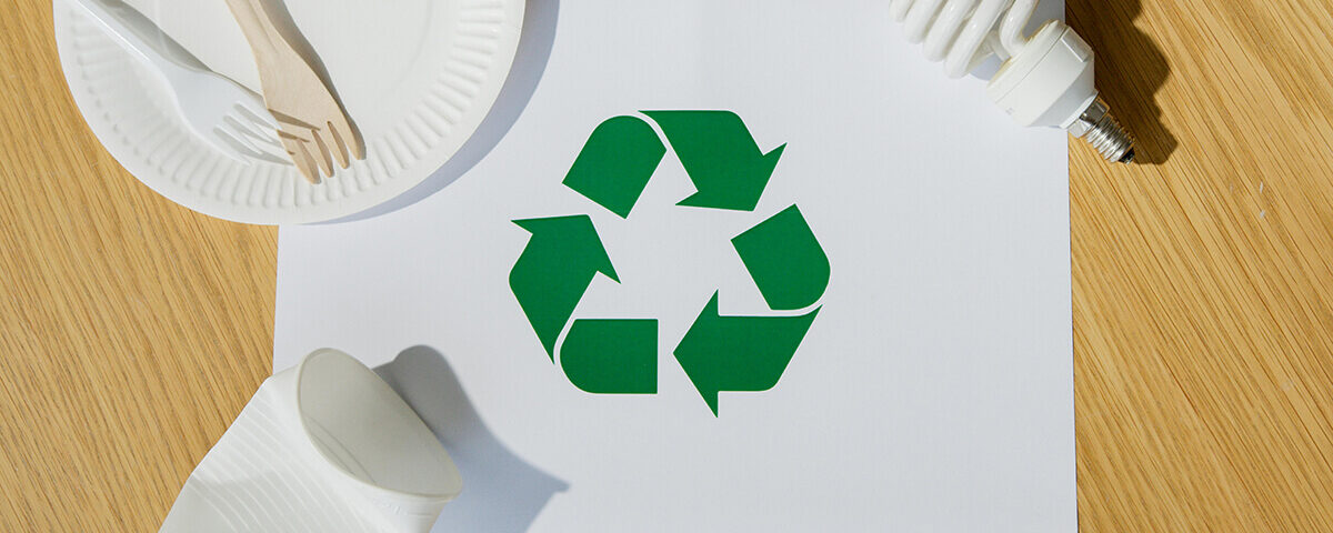 biodegradable cannabis packaging symbol printed on a paper