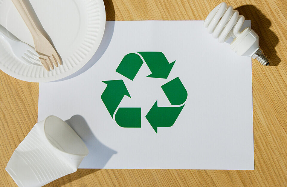 biodegradable cannabis packaging symbol printed on a paper