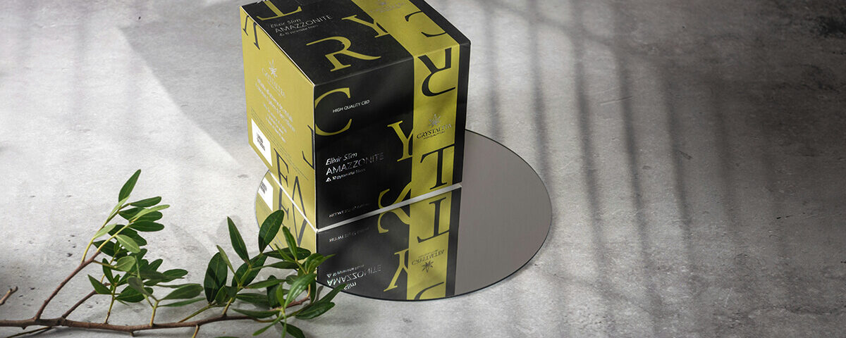 Premium custom cannabis boxes with bold typography and branded design for cannabis products.