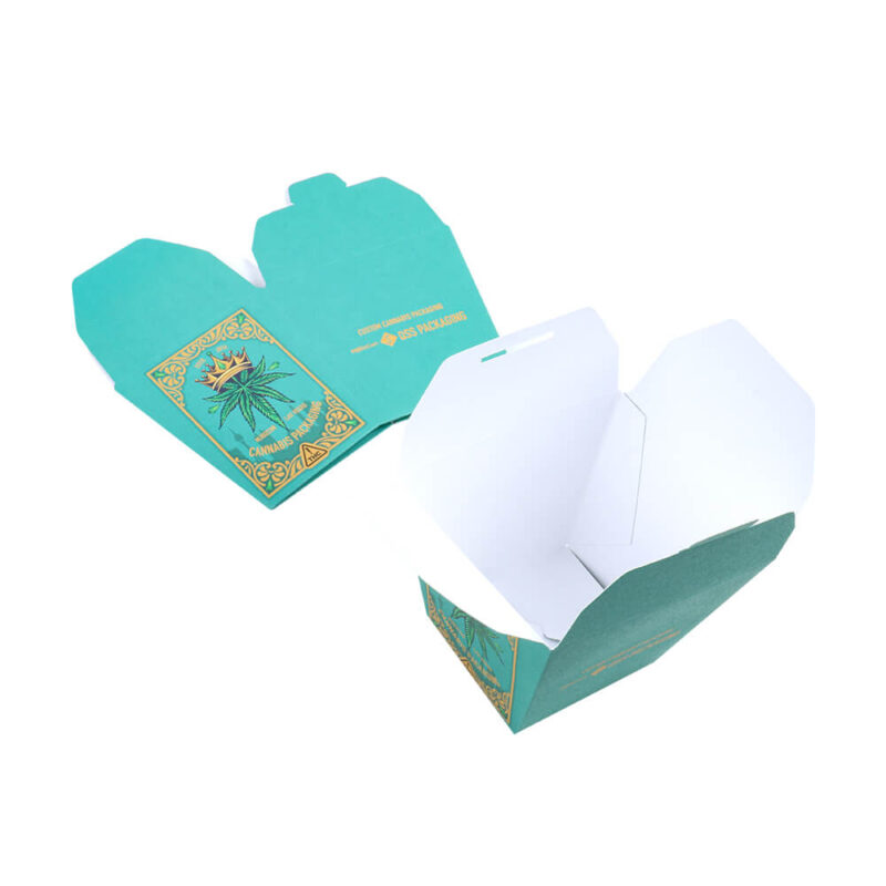 one un-assembled take out box and one assembled take out box with open lid