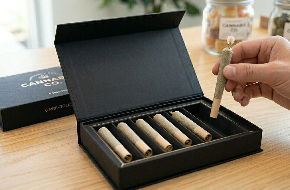 two magnetic boxes with dividers used as multi-pack pre-roll packaging