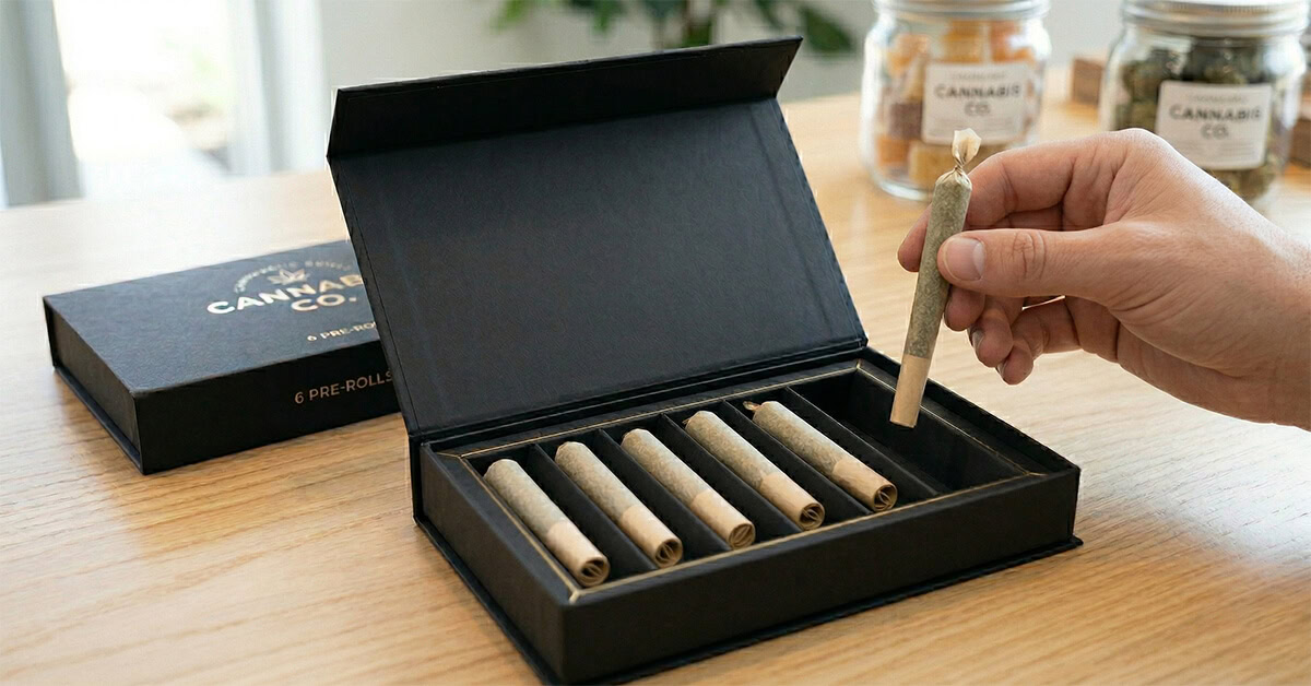 two magnetic boxes with dividers used as multi-pack pre-roll packaging