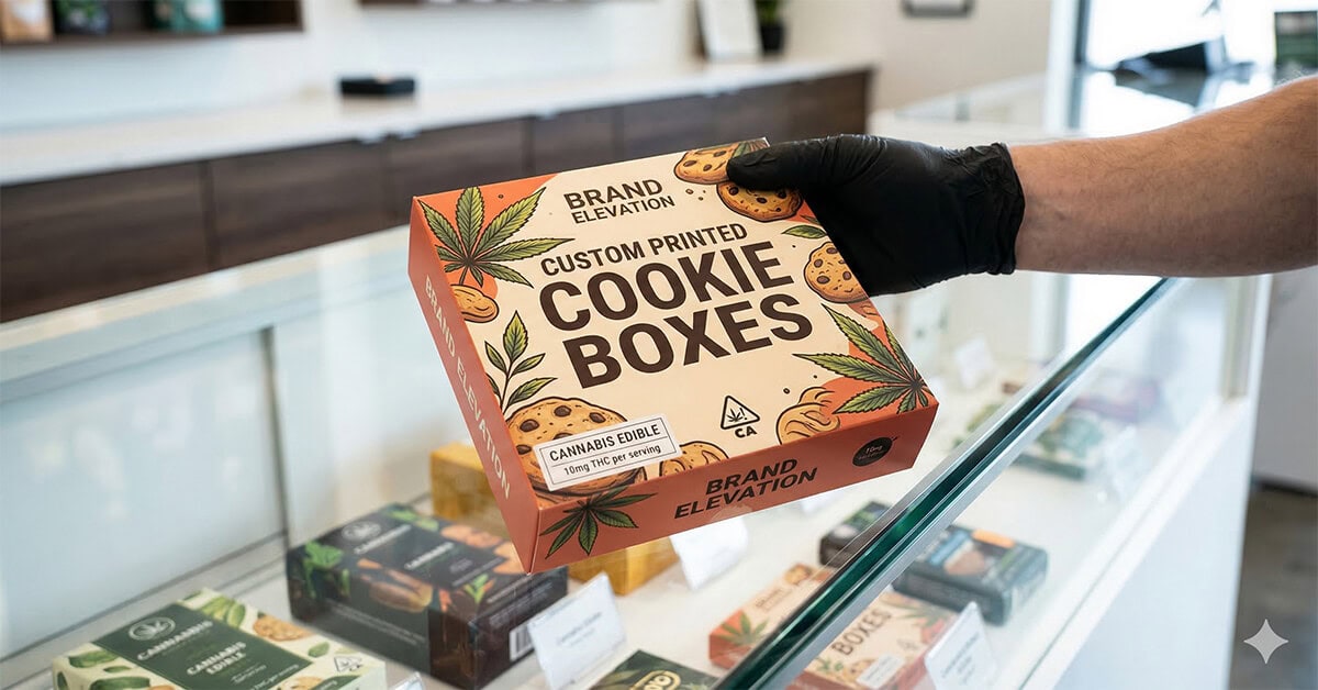 lid and base custom cookie boxes displayed in a shop
