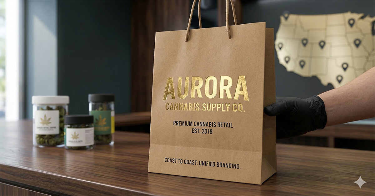 customized paper bags using kraft paper put in a dispensary