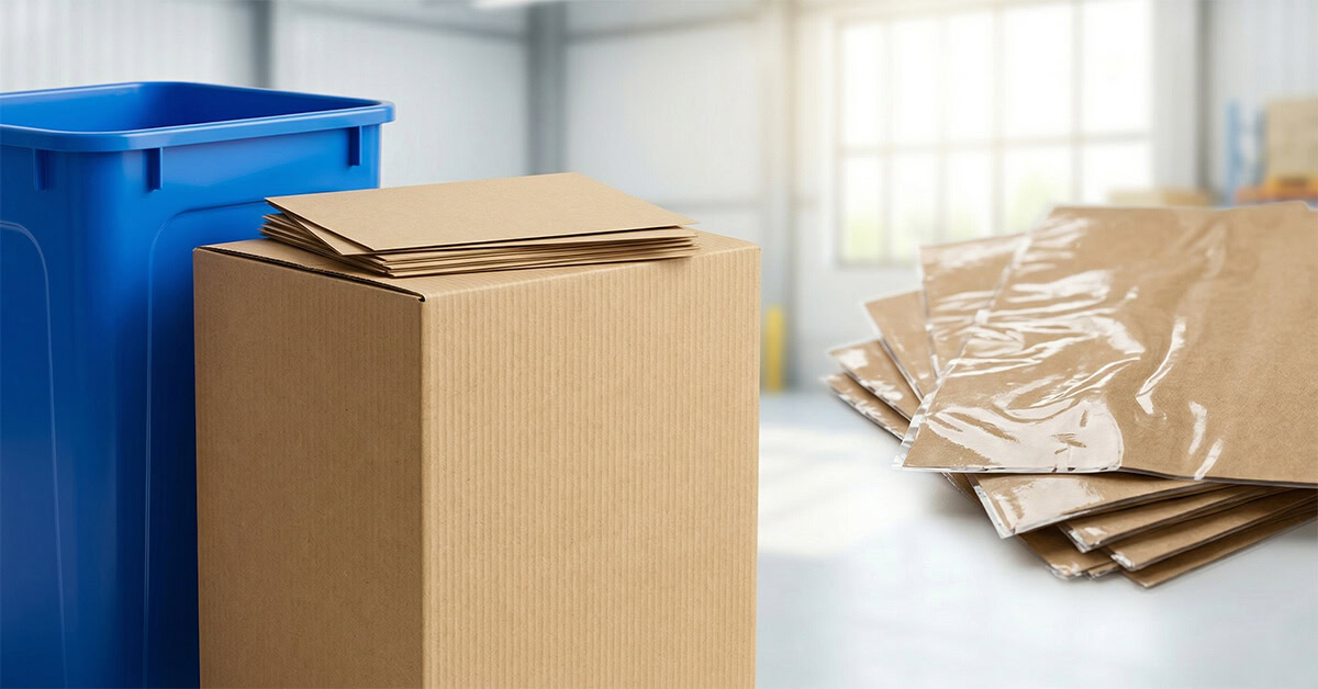 a raw brown kraft paper compared to kraft paper with PE lamination