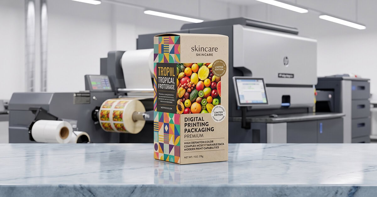 vibrant, multi-colored box representing digital printing