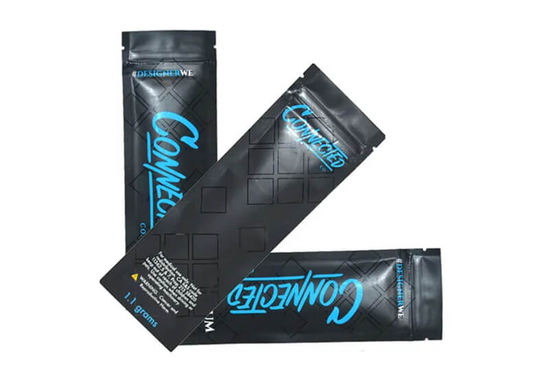 three pieces of vape cartridge mylar bags
