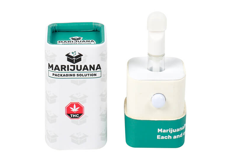 a child-resistant square paper tube for vape cartridge packaging